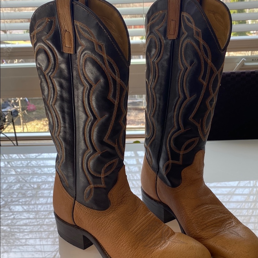 Texas Made Vtg. Black and Tan Cowboy Boots